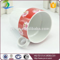 Factory China White Ceramic Coffee Cup Mug Red Flower Decal